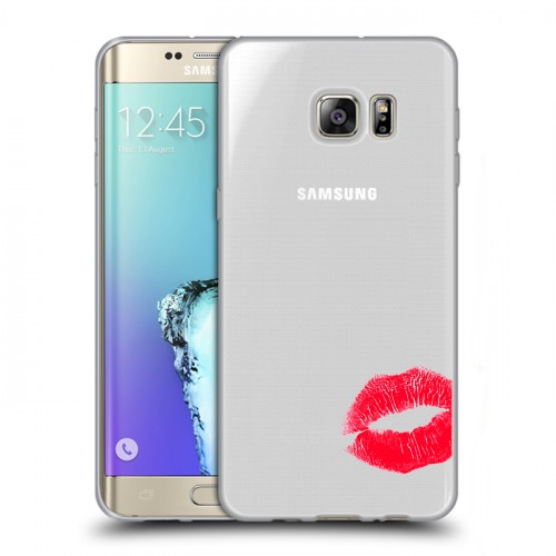 Полупрозрачный дизайнерский пластиковый чехол для Samsung Galaxy S6 Edge Plus Прозрачные поцелуи