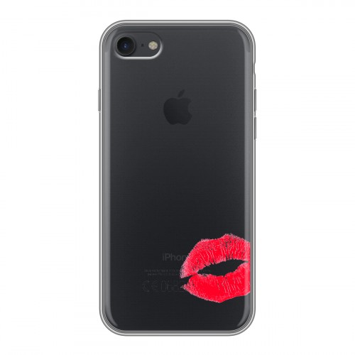 Полупрозрачный дизайнерский силиконовый чехол для Iphone 7 Прозрачные поцелуи