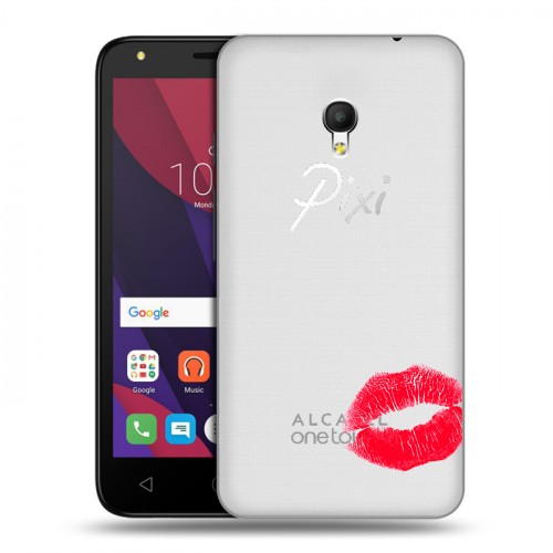 Полупрозрачный дизайнерский пластиковый чехол для Alcatel Pixi 4 (5) 5010D Прозрачные поцелуи