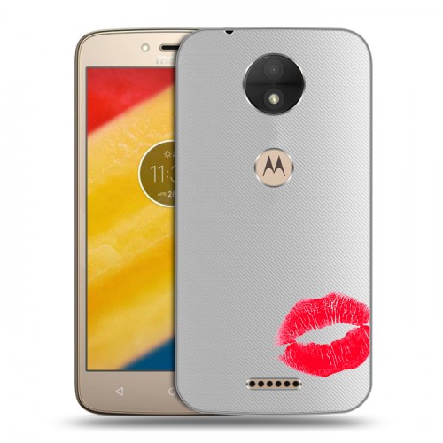 Полупрозрачный дизайнерский пластиковый чехол для Motorola Moto C Прозрачные поцелуи