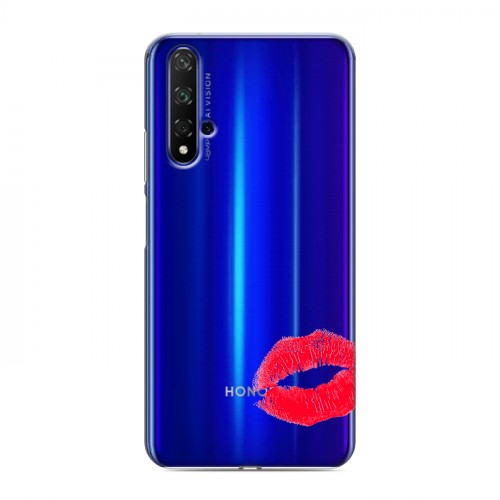 Полупрозрачный дизайнерский пластиковый чехол для Huawei Honor 20 Прозрачные поцелуи