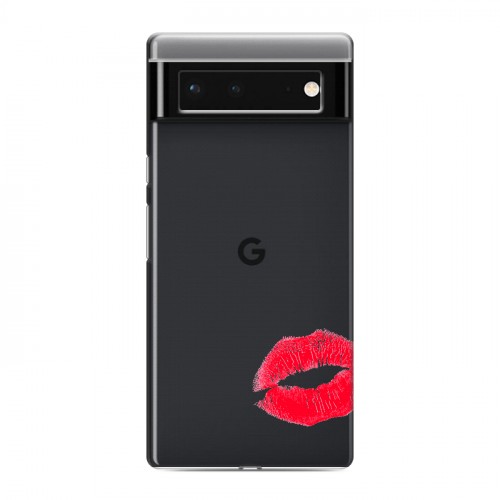 Полупрозрачный дизайнерский силиконовый с усиленными углами чехол для Google Pixel 6 Прозрачные поцелуи