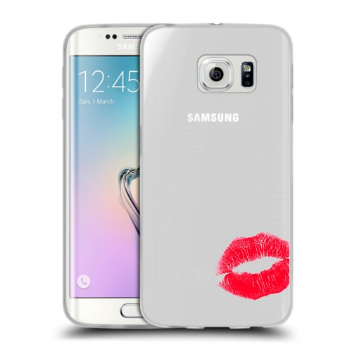 Полупрозрачный дизайнерский пластиковый чехол для Samsung Galaxy S6 Edge Прозрачные поцелуи