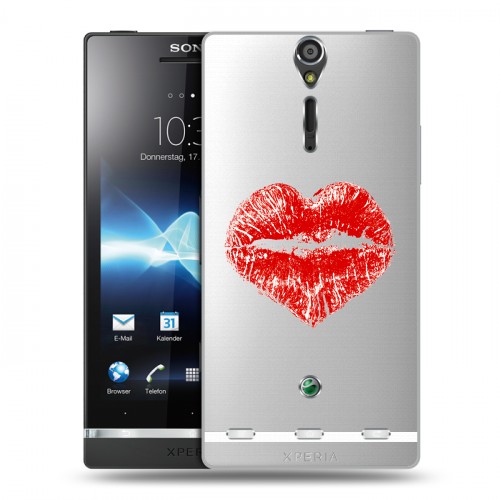 Полупрозрачный дизайнерский пластиковый чехол для Sony Xperia S Прозрачные поцелуи