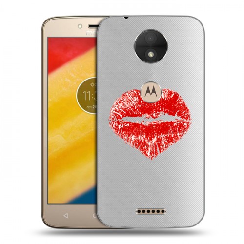 Полупрозрачный дизайнерский пластиковый чехол для Motorola Moto C Прозрачные поцелуи