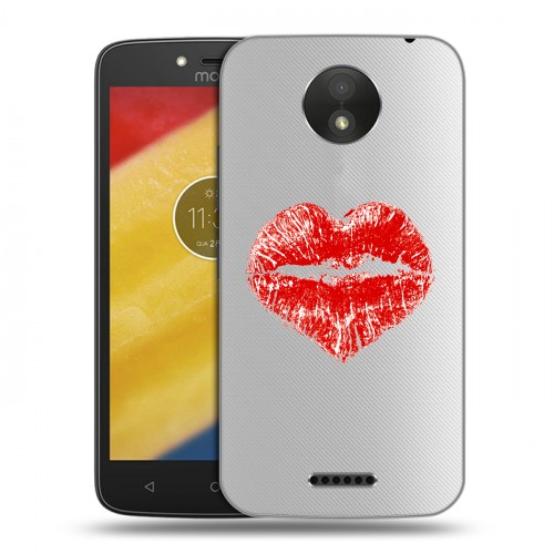 Полупрозрачный дизайнерский пластиковый чехол для Motorola Moto C Plus Прозрачные поцелуи