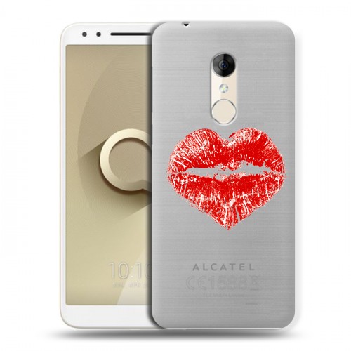 Полупрозрачный дизайнерский пластиковый чехол для Alcatel 3 Прозрачные поцелуи