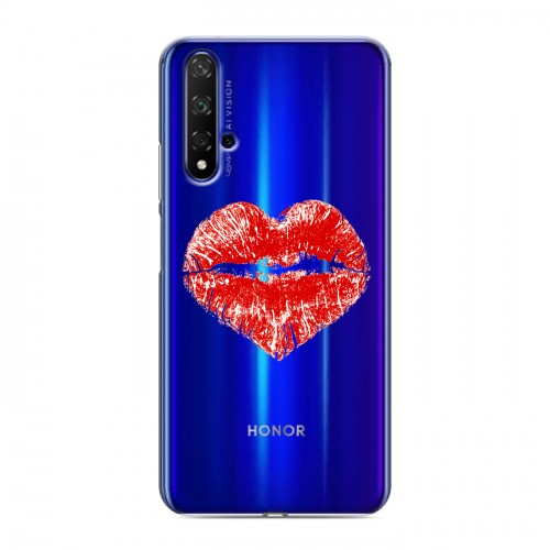 Полупрозрачный дизайнерский пластиковый чехол для Huawei Honor 20 Прозрачные поцелуи