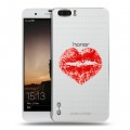 Полупрозрачный дизайнерский пластиковый чехол для Huawei Honor 6 Plus Прозрачные поцелуи
