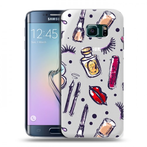 Полупрозрачный дизайнерский пластиковый чехол для Samsung Galaxy S6 Edge Женские паттерны