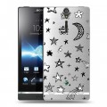 Полупрозрачный дизайнерский пластиковый чехол для Sony Xperia S Прозрачные звезды