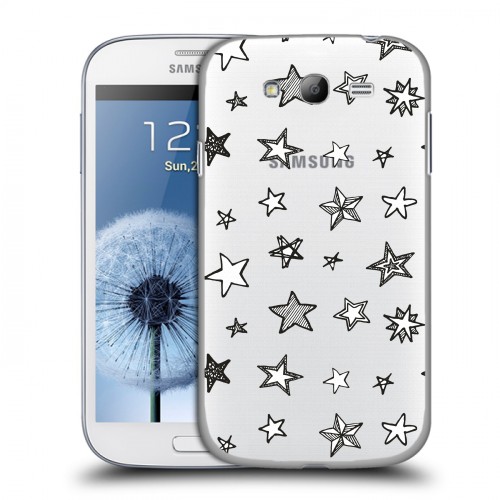 Полупрозрачный дизайнерский пластиковый чехол для Samsung Galaxy Grand Прозрачные звезды
