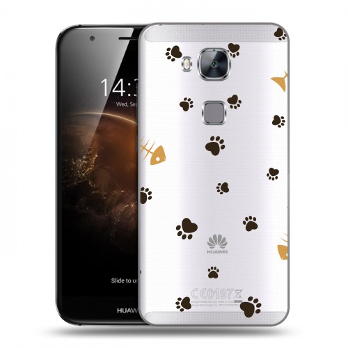 Полупрозрачный дизайнерский пластиковый чехол для Huawei G8 Прозрачные следы