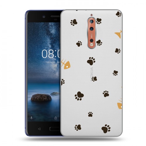 Полупрозрачный дизайнерский пластиковый чехол для Nokia 8 Прозрачные следы