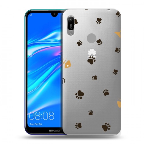 Полупрозрачный дизайнерский пластиковый чехол для Huawei Y6 (2019) Прозрачные следы