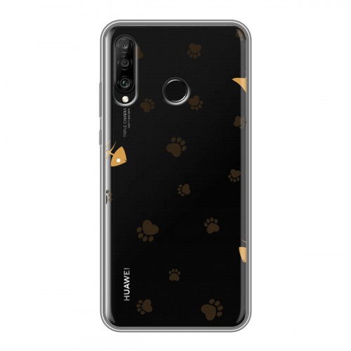 Полупрозрачный дизайнерский силиконовый чехол для Huawei P30 Lite Прозрачные следы