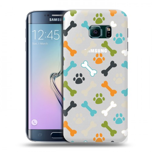 Полупрозрачный дизайнерский пластиковый чехол для Samsung Galaxy S6 Edge Прозрачные следы