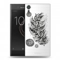 Полупрозрачный дизайнерский пластиковый чехол для Sony Xperia XZs Прозрачные перья