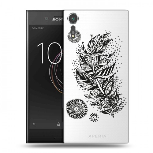 Полупрозрачный дизайнерский пластиковый чехол для Sony Xperia XZs Прозрачные перья