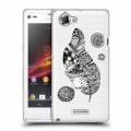 Полупрозрачный дизайнерский пластиковый чехол для Sony Xperia L Прозрачные перья