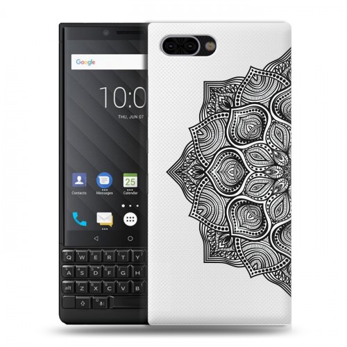 Полупрозрачный дизайнерский пластиковый чехол для BlackBerry KEY2 Прозрачные мандалы