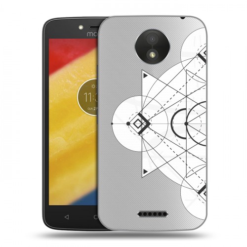 Полупрозрачный дизайнерский пластиковый чехол для Motorola Moto C Plus Прозрачные мандалы