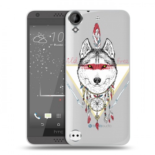 Полупрозрачный дизайнерский пластиковый чехол для HTC Desire 530 Животный арт