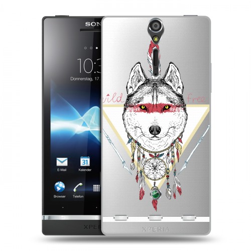 Полупрозрачный дизайнерский пластиковый чехол для Sony Xperia S Животный арт