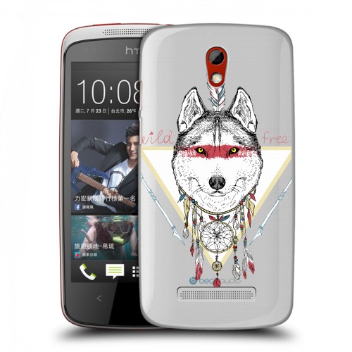 Полупрозрачный дизайнерский пластиковый чехол для HTC Desire 500 Животный арт