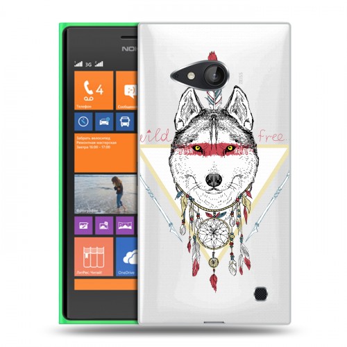 Полупрозрачный дизайнерский пластиковый чехол для Nokia Lumia 730/735 Животный арт