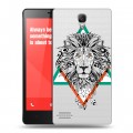 Полупрозрачный дизайнерский пластиковый чехол для Xiaomi RedMi Note Животный арт 2