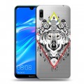 Полупрозрачный дизайнерский пластиковый чехол для Huawei Y6 (2019) Животный арт