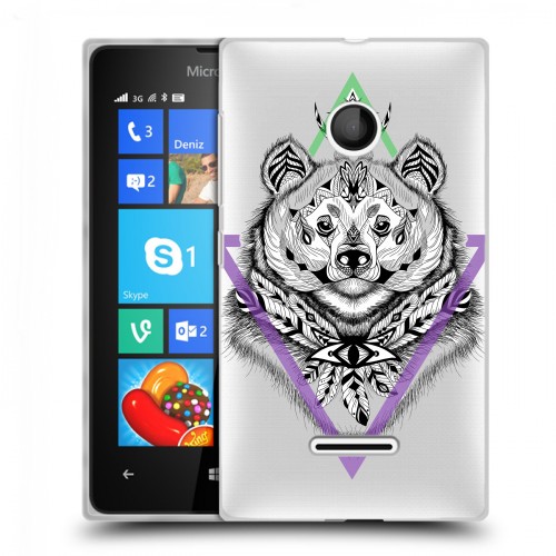 Полупрозрачный дизайнерский пластиковый чехол для Microsoft Lumia 435 Животный арт 2