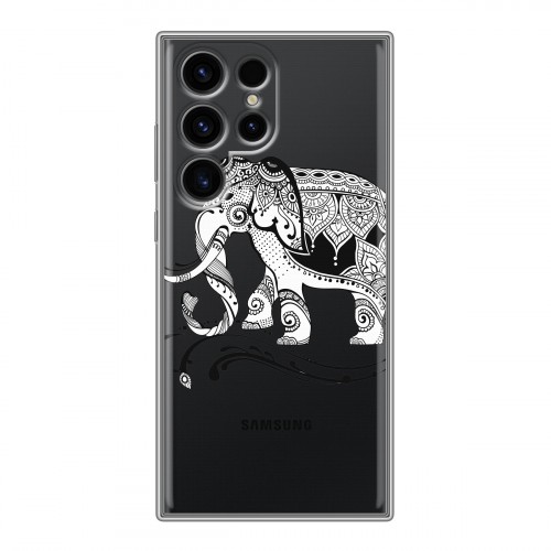 Полупрозрачный дизайнерский силиконовый чехол для Samsung Galaxy S24 Ultra Ацтекский арт