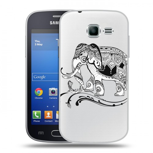 Полупрозрачный дизайнерский пластиковый чехол для Samsung Galaxy Trend Lite Ацтекский арт