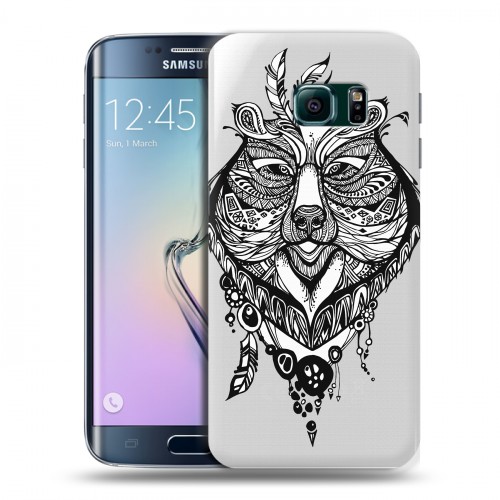 Полупрозрачный дизайнерский пластиковый чехол для Samsung Galaxy S6 Edge Ацтекский арт