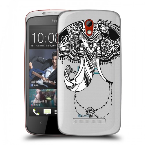 Полупрозрачный дизайнерский пластиковый чехол для HTC Desire 500 Ацтекский арт