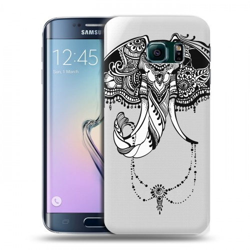 Полупрозрачный дизайнерский пластиковый чехол для Samsung Galaxy S6 Edge Ацтекский арт