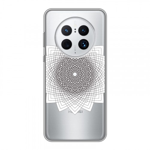 Полупрозрачный дизайнерский силиконовый с усиленными углами чехол для Huawei Mate 50 Pro Прозрачные мандалы