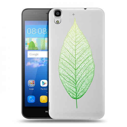Полупрозрачный дизайнерский пластиковый чехол для Huawei Y6 Прозрачные листья
