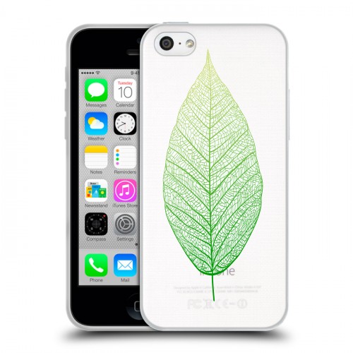 Полупрозрачный дизайнерский пластиковый чехол для Iphone 5c Прозрачные листья