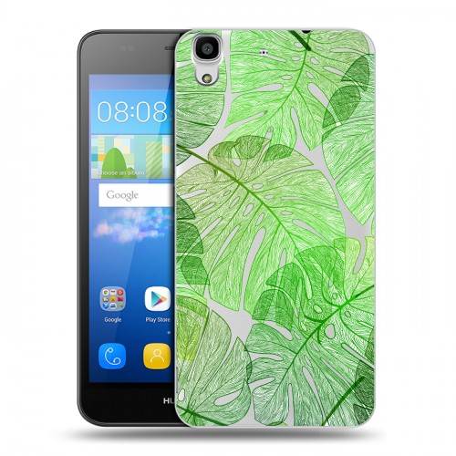 Полупрозрачный дизайнерский пластиковый чехол для Huawei Y6 Прозрачные листья