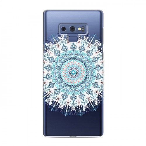 Полупрозрачный дизайнерский силиконовый чехол для Samsung Galaxy Note 9 Голубые мандалы