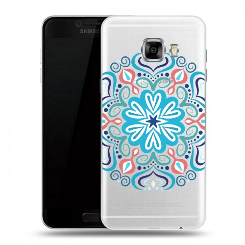 Полупрозрачный дизайнерский пластиковый чехол для Samsung Galaxy C5 Голубые мандалы