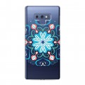 Полупрозрачный дизайнерский силиконовый с усиленными углами чехол для Samsung Galaxy Note 9 Голубые мандалы