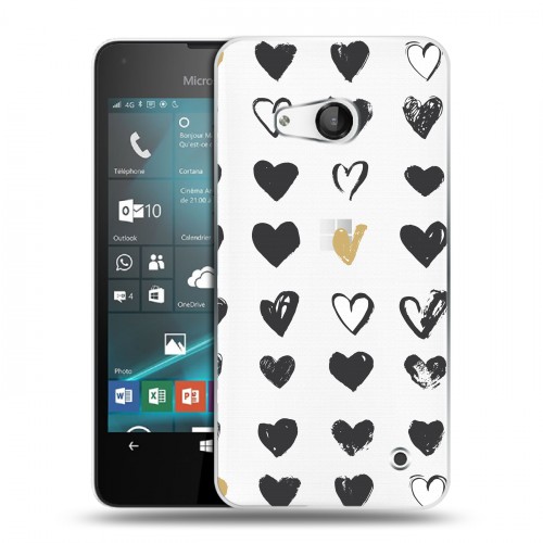 Полупрозрачный дизайнерский пластиковый чехол для Microsoft Lumia 550 Стильные сердца