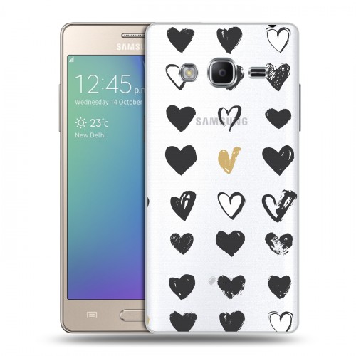 Полупрозрачный дизайнерский пластиковый чехол для Samsung Z3 Стильные сердца