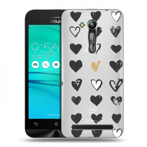 Полупрозрачный дизайнерский пластиковый чехол для ASUS ZenFone Go 4.5 ZB452KG Стильные сердца