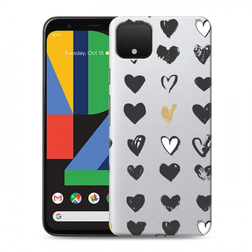 Полупрозрачный дизайнерский пластиковый чехол для Google Pixel 4 XL Стильные сердца