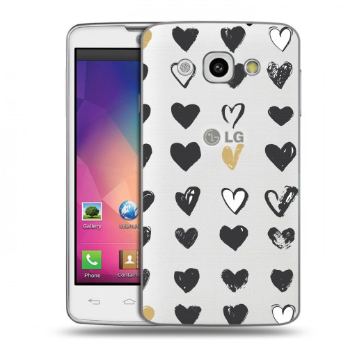 Полупрозрачный дизайнерский пластиковый чехол для LG L60 Стильные сердца